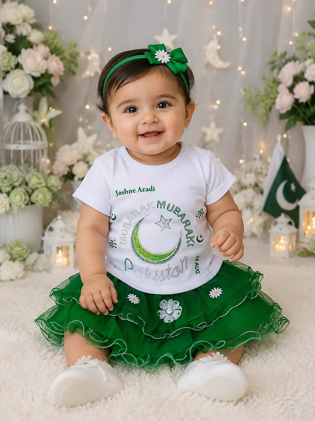 14 August 2 Pcs Girl's Fancy Embroidered Shirt And Skirt Set image 2