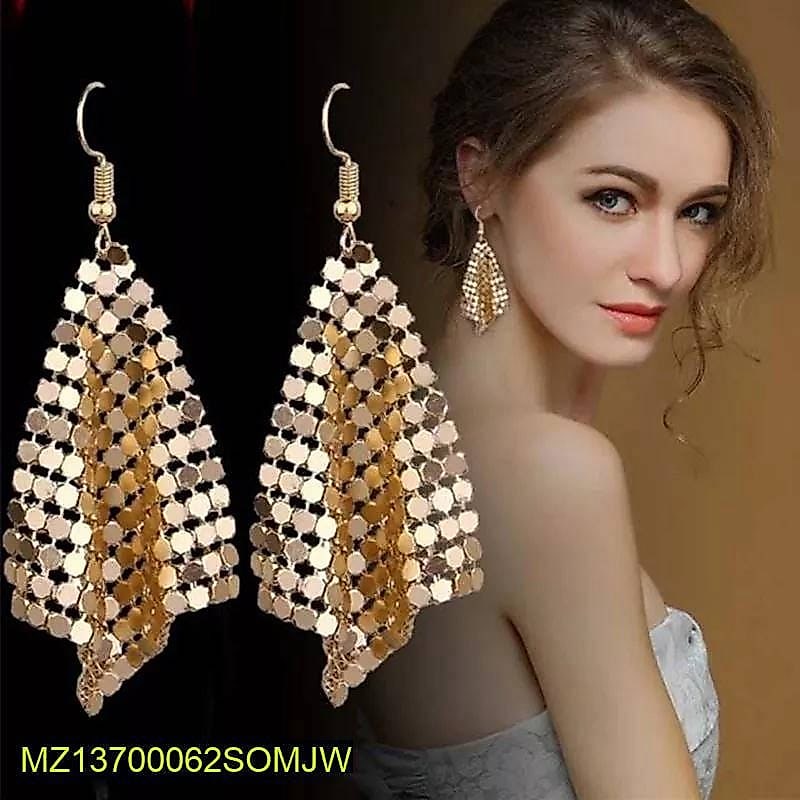 Golden Mesh Dangle Earrings for Women image 2