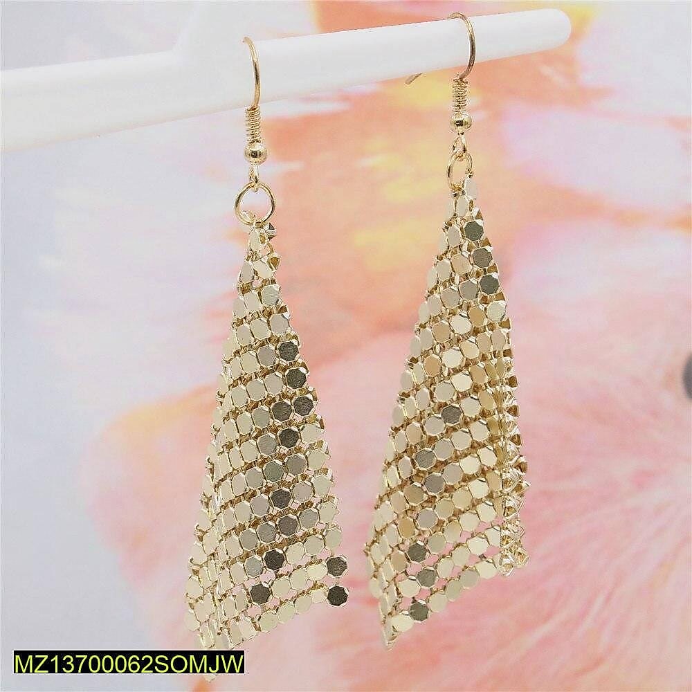 Golden Mesh Dangle Earrings for Women image 3
