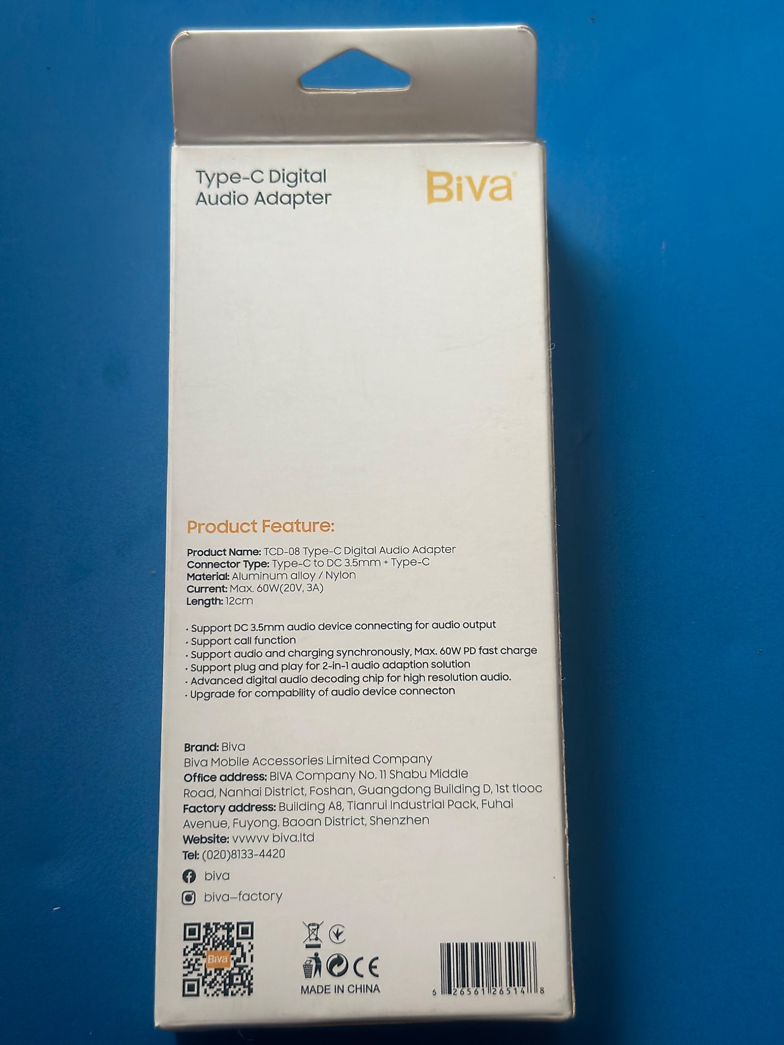 Biva TCD-08 Type-C Digital Audio Adapter – Type-C to 3.5mm + Type-C Fast Charging image 2