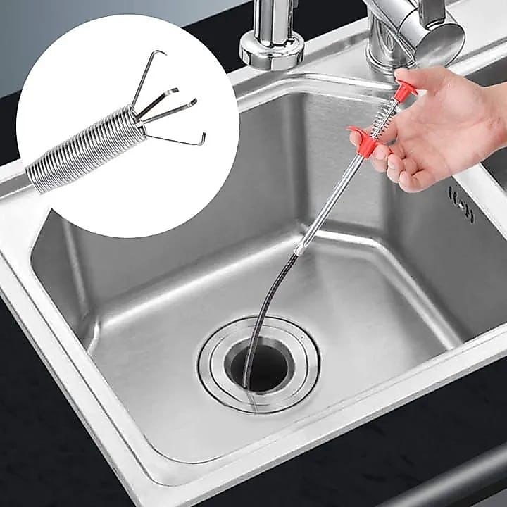 Stainless Steel Sink Wire Drain Cleaner | 90cm Spring Cleaning Stick image 3