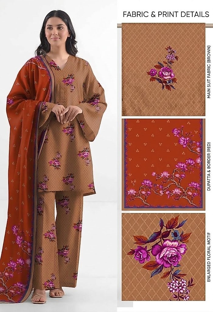 Saya Premium 3-Piece Printed Lawn Suit – Unstitched Summer Collection (saya replica)