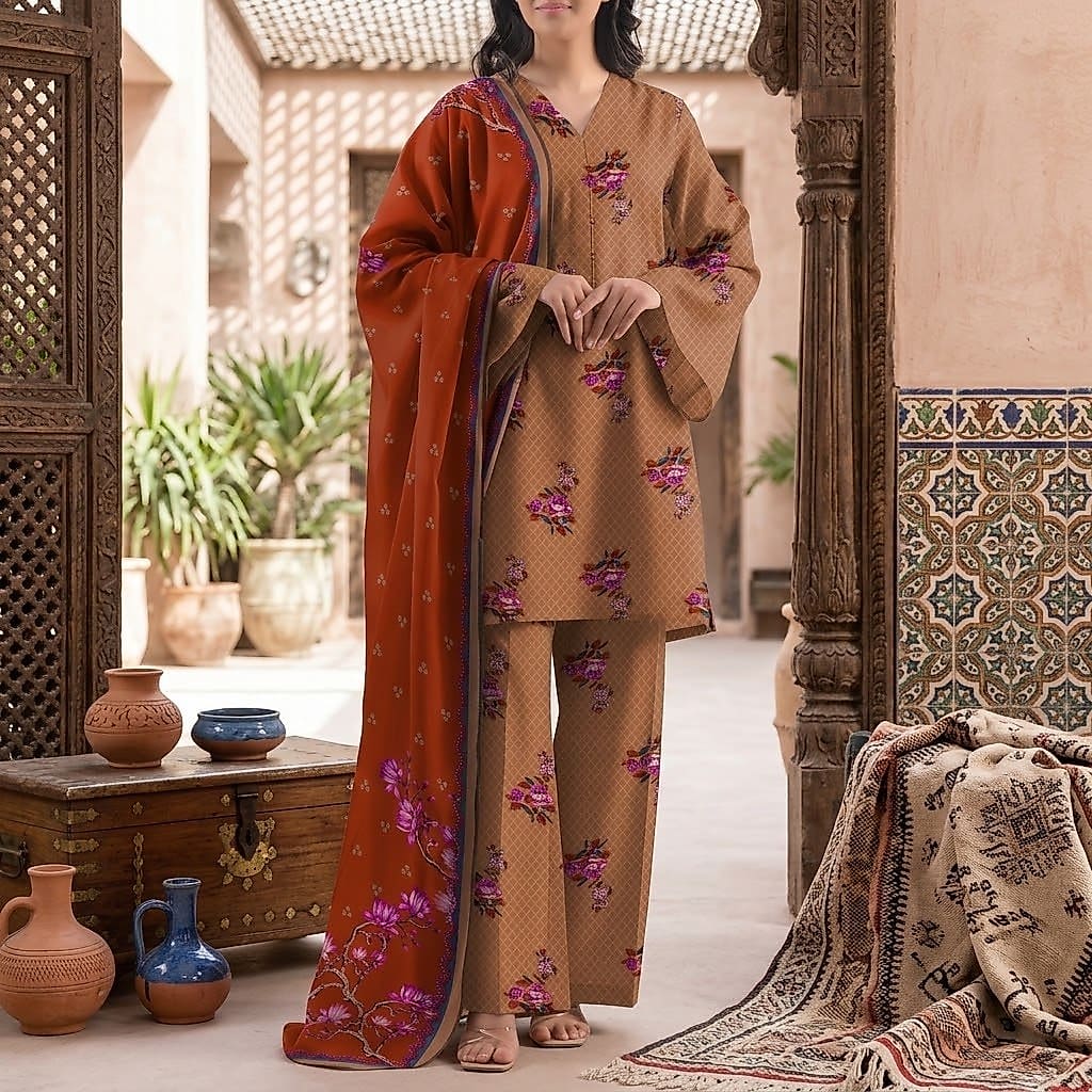 Saya Premium 3-Piece Printed Lawn Suit – Unstitched Summer Collection (saya replica) image 4