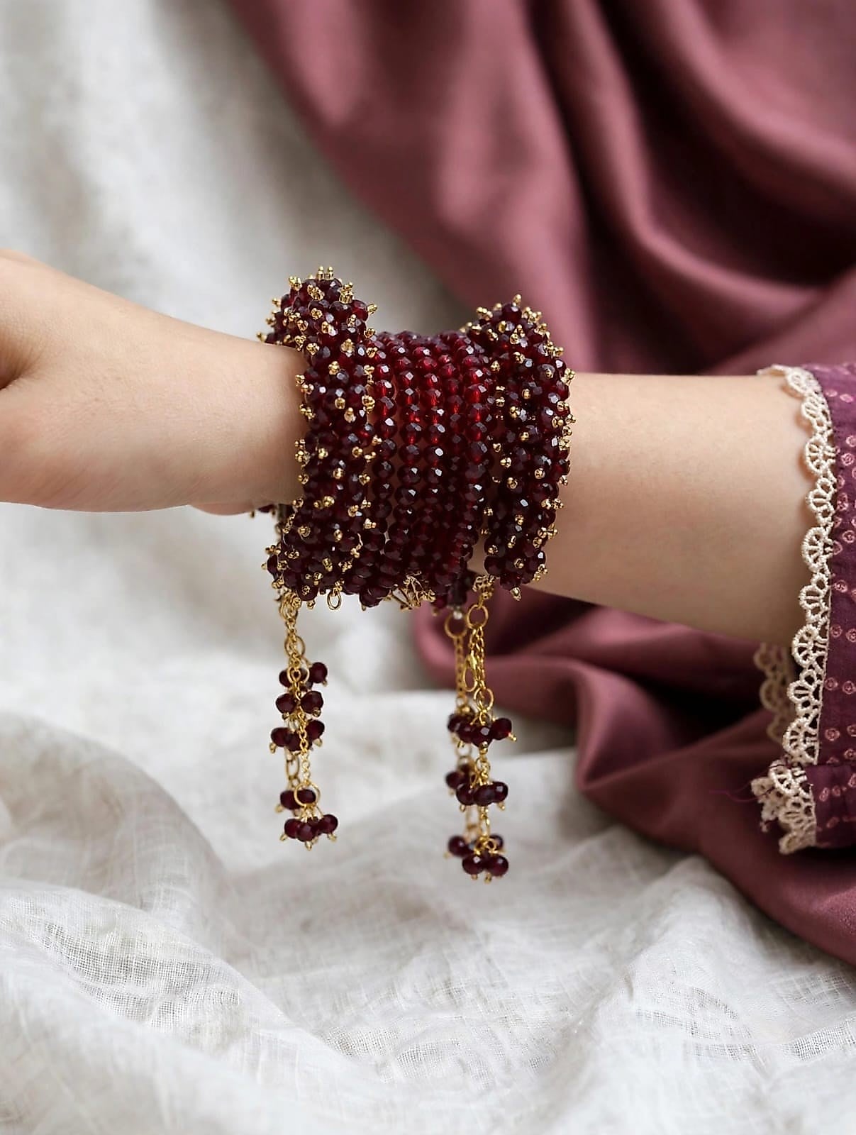 handmade gajra bracelete with bangles